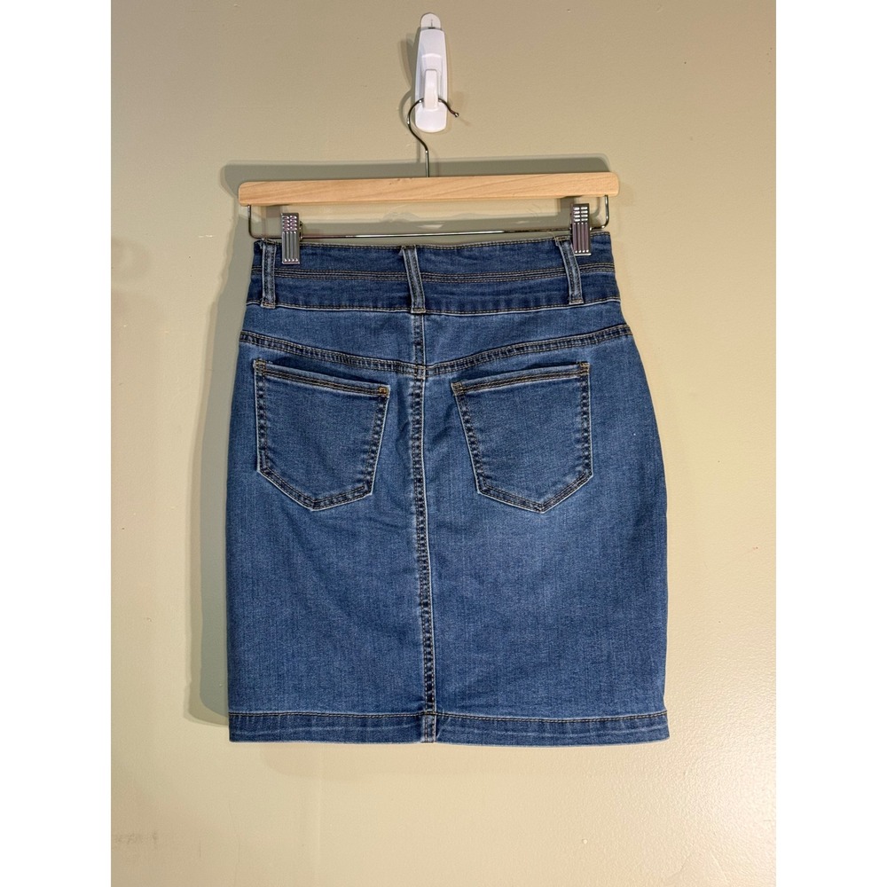 Wax Jean Los Angeles Medium Wash Denim Mini Skirt Size S 90169 High Waisted